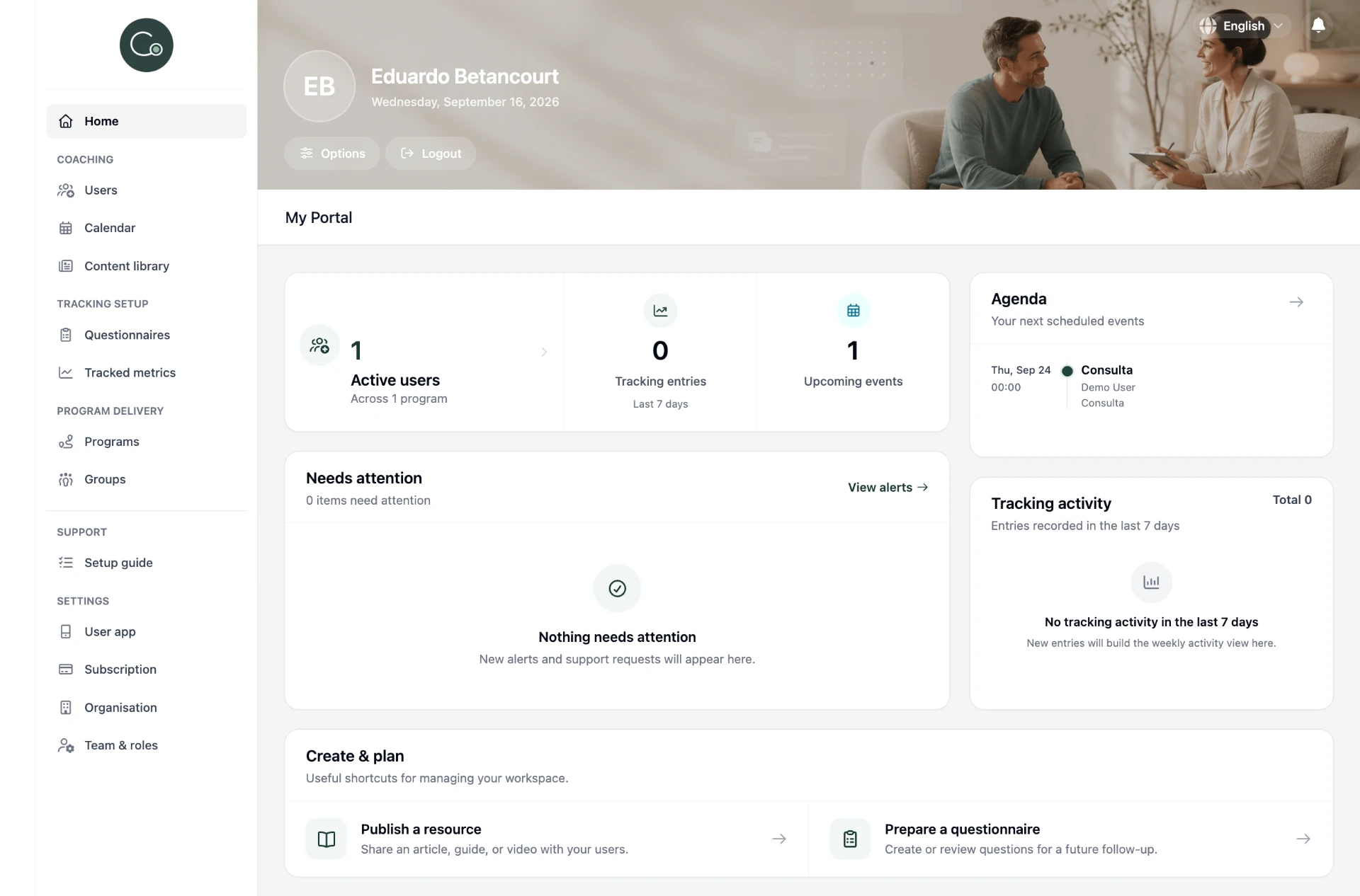 Esperity Coach dashboard